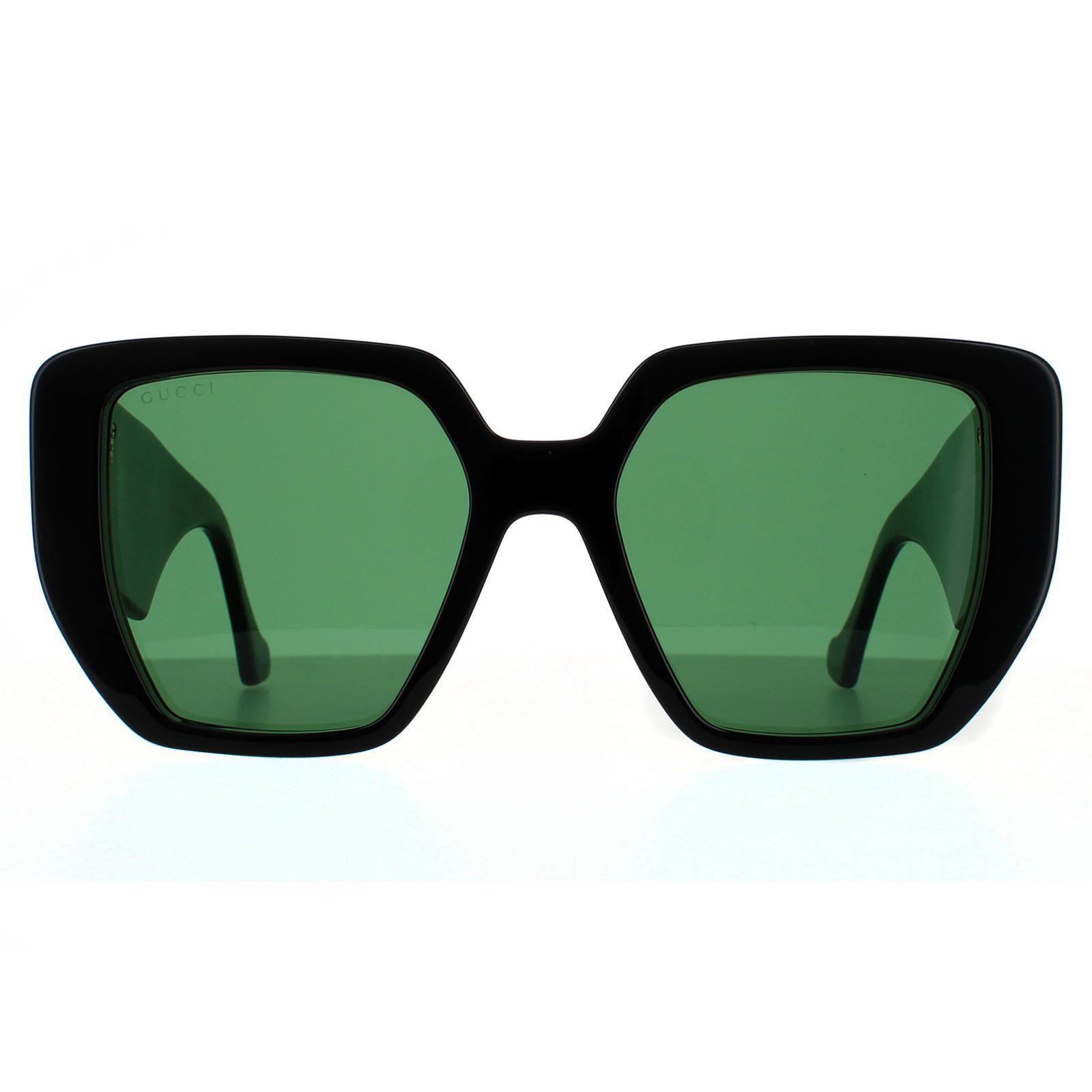 Thumbnail - Gucci Square Womens Schwarz und Grün Swirl Grüne Sonnenbrille