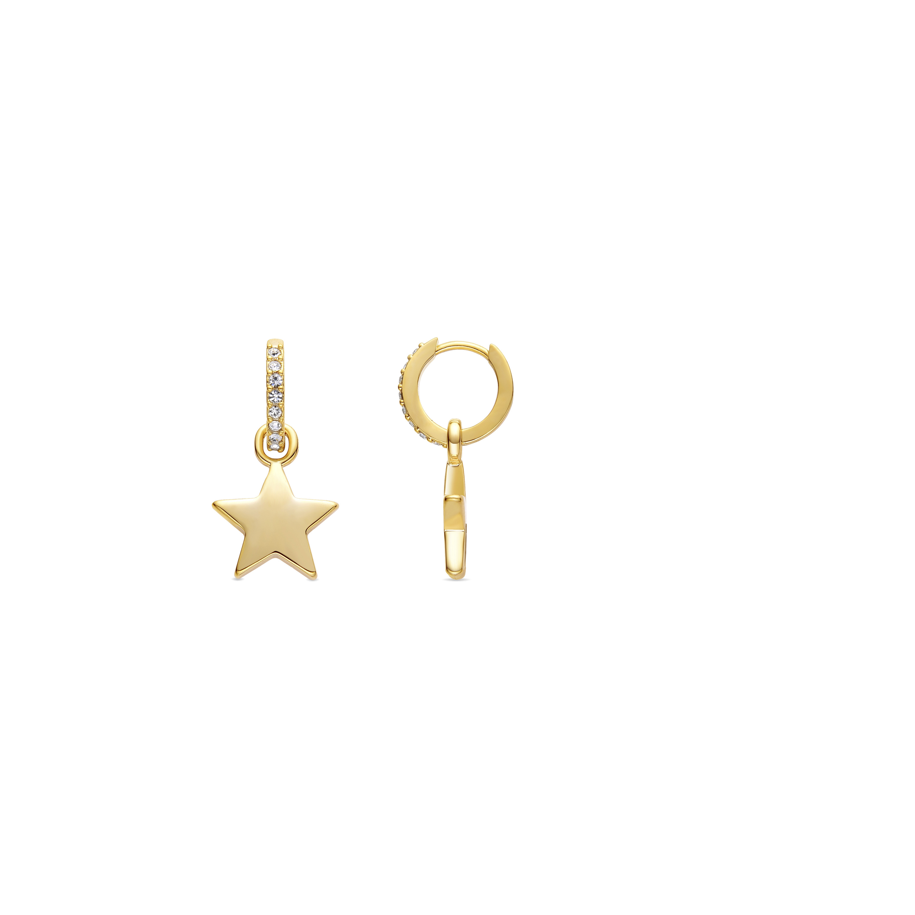 Star Star örhängen med skinande zirkon, 18 kt guldfinish