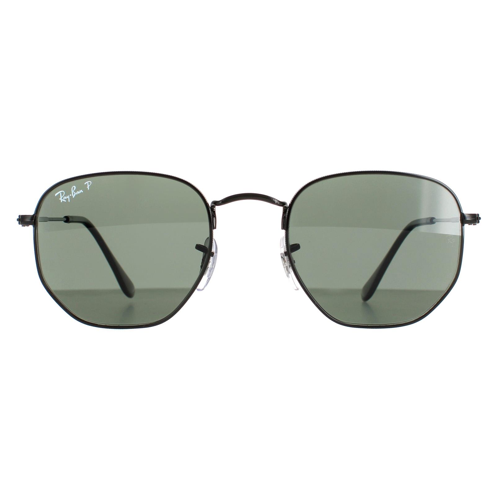 Ray-Ban Square Unisex poliert schwarz/grün polarisiert hexagonal RB3548N Sonnenbrille