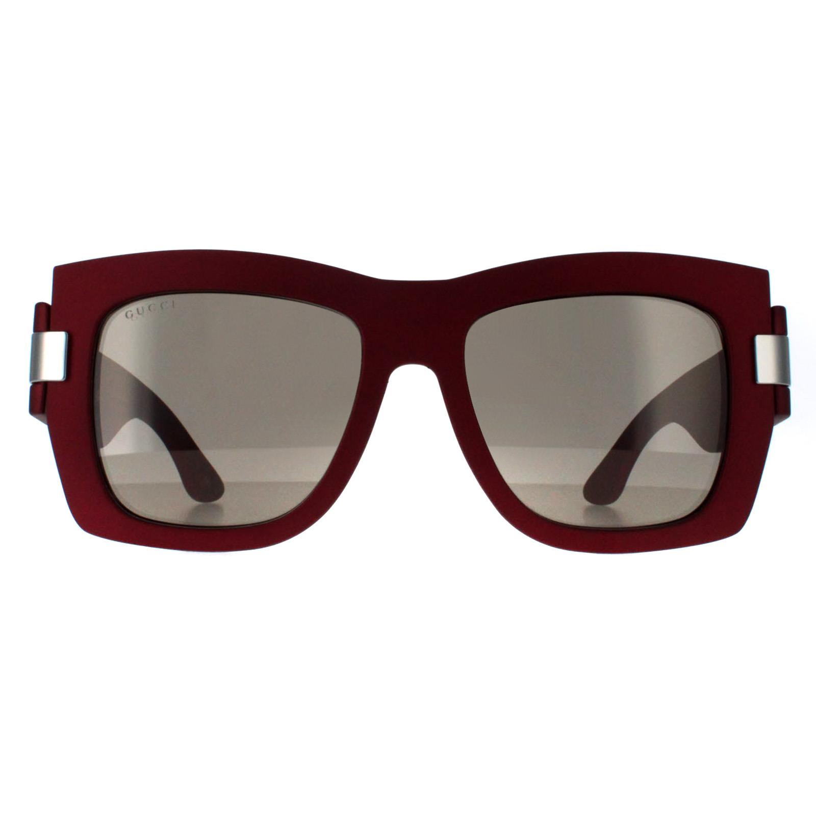 Thumbnail - Gucci Square Womens Rot mit Silber Grau mit Light Silver Mirror GG1688S