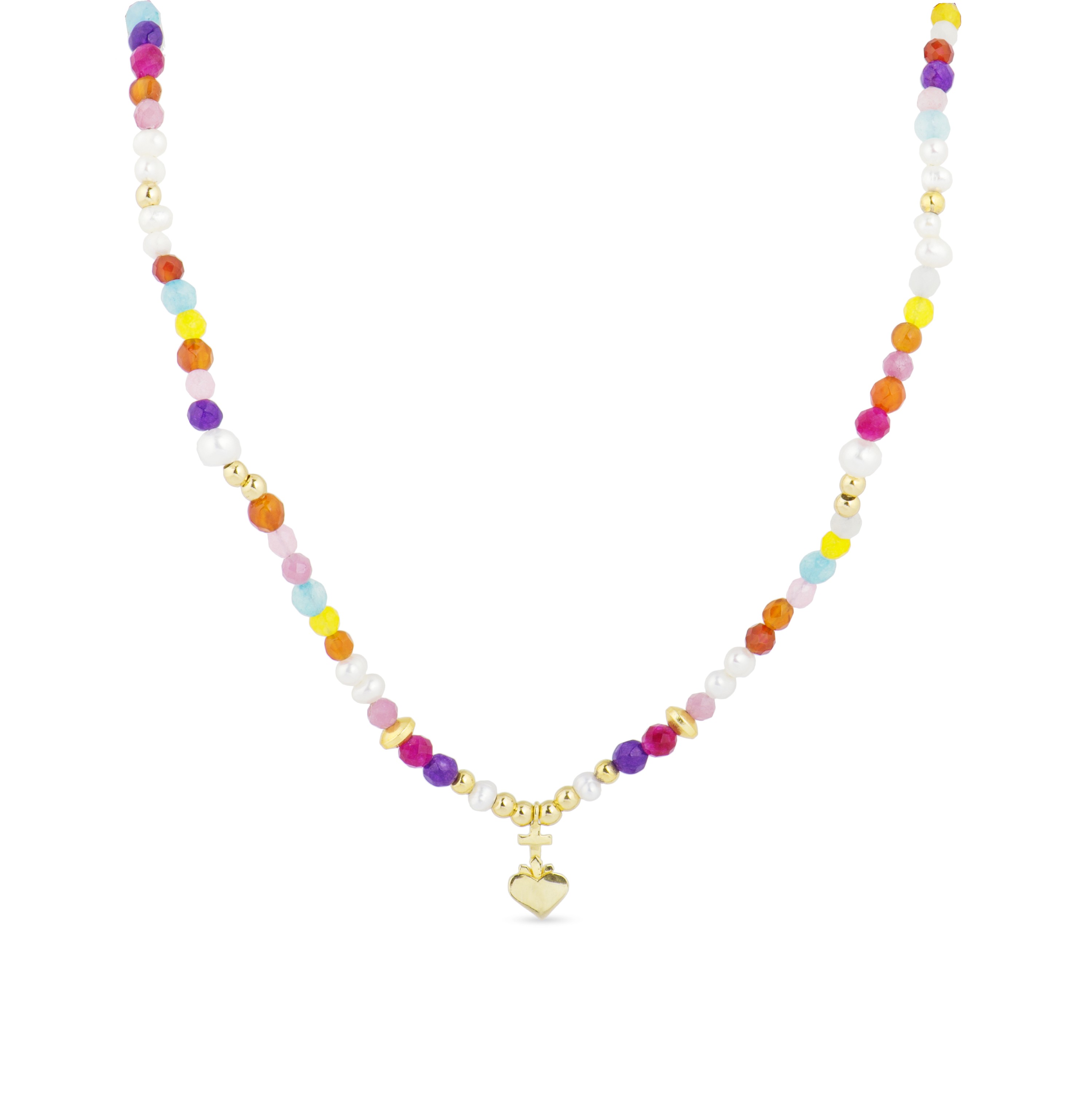 Sterling Silver 925 halsband med flerfärgad kristall i 18K gult guld Nymox
