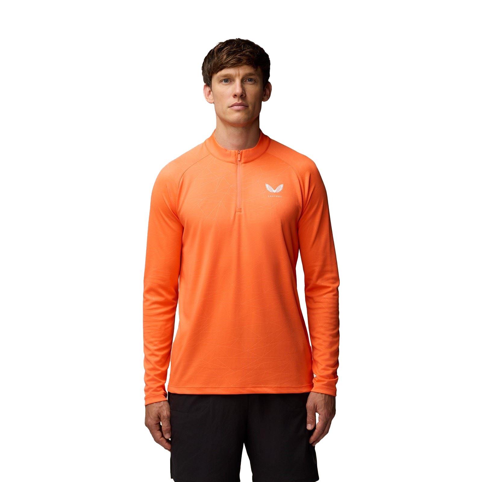 Adapt Träning 1/4 Zip Topp Polyester Herr Orange Aktivkläder T-shirts