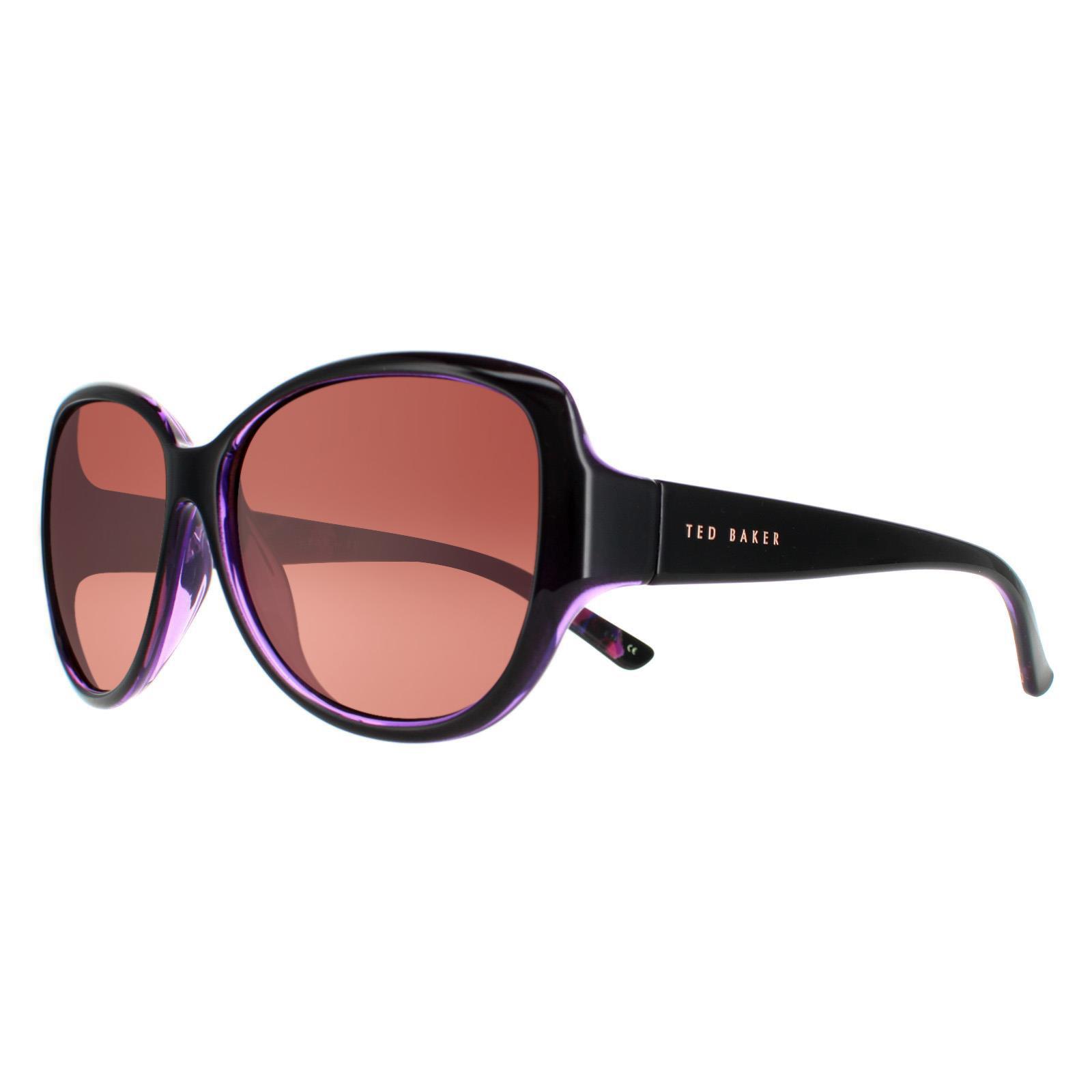 Ted Baker Oval Dam Svart Lila Brun Gradient TB1394 Shay solglasögon – bild 2