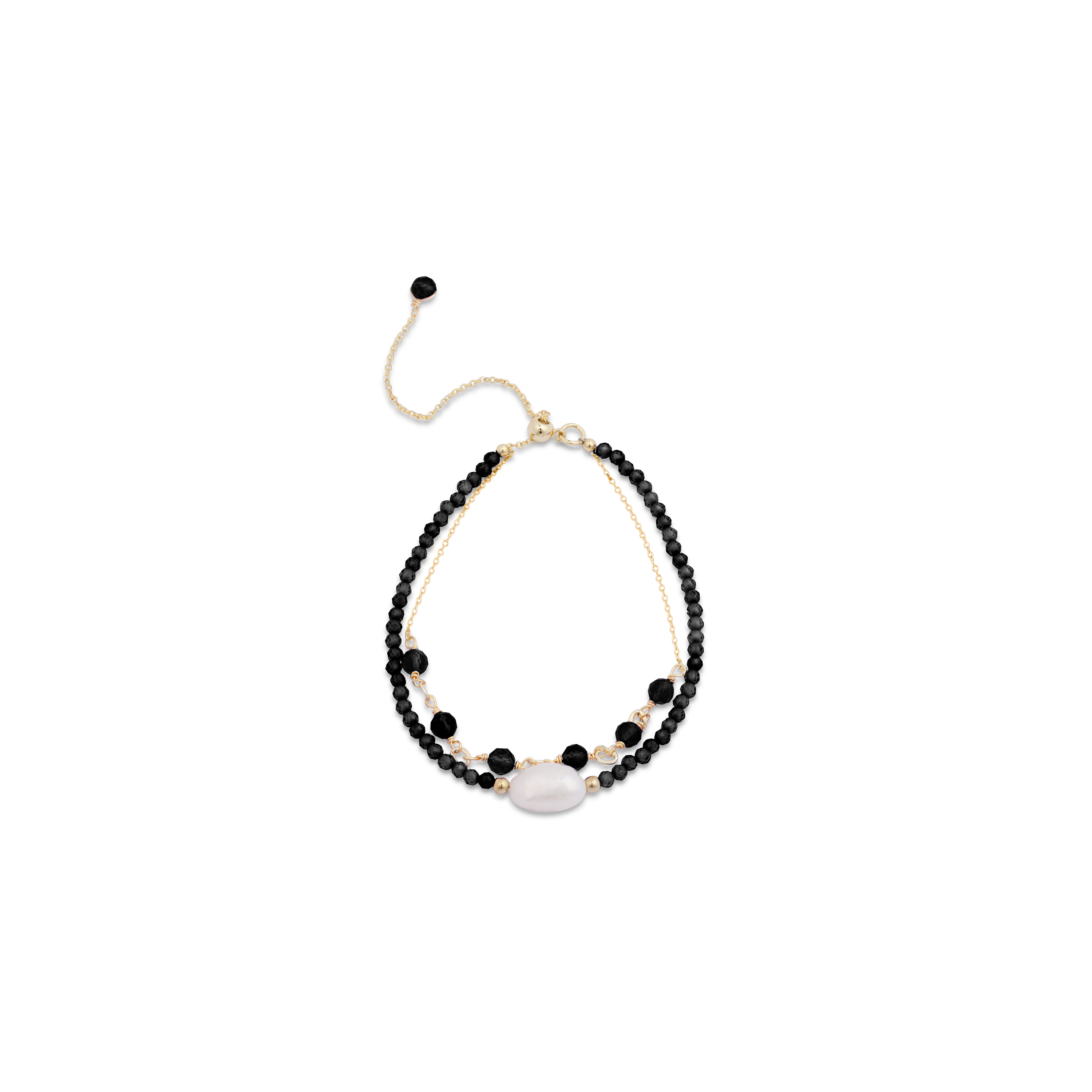 ekhao armband i metallegering och onyx hydrotermisk kvarts 18K guldpläterad finish