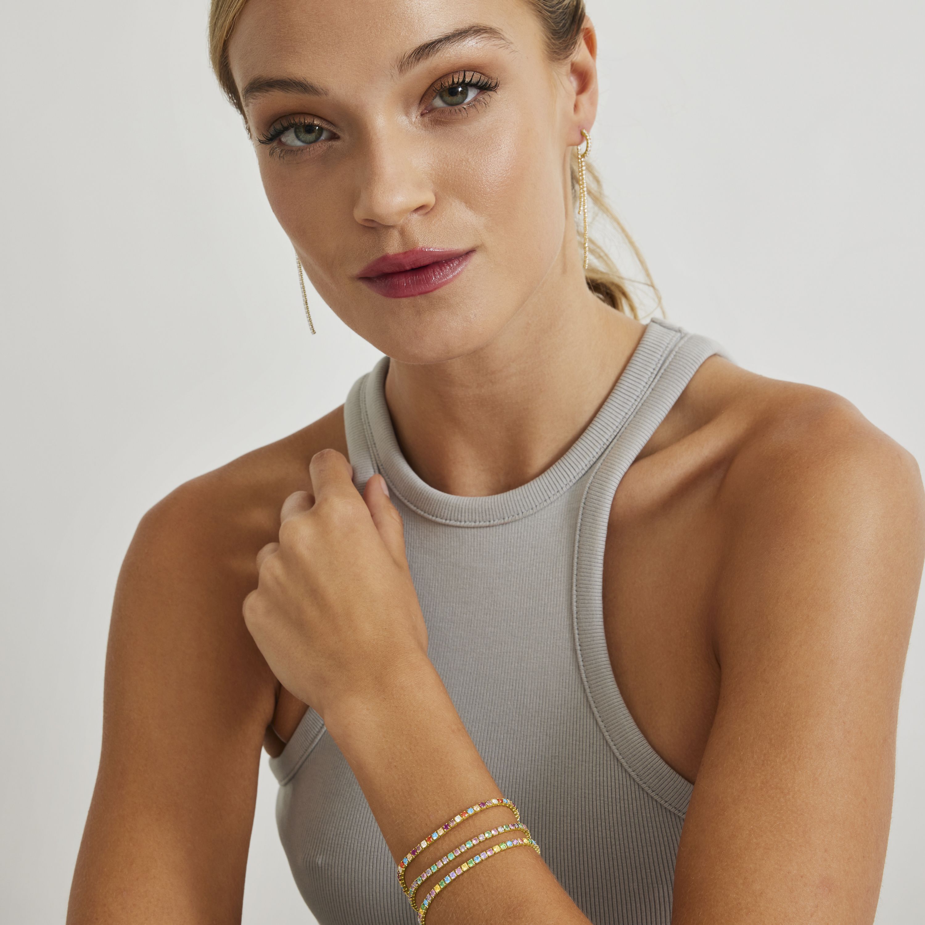 Luxenter 925 sterling silverarmband med flerfärgade zirkoner i 18K gult guld Tahu dam – bild 2