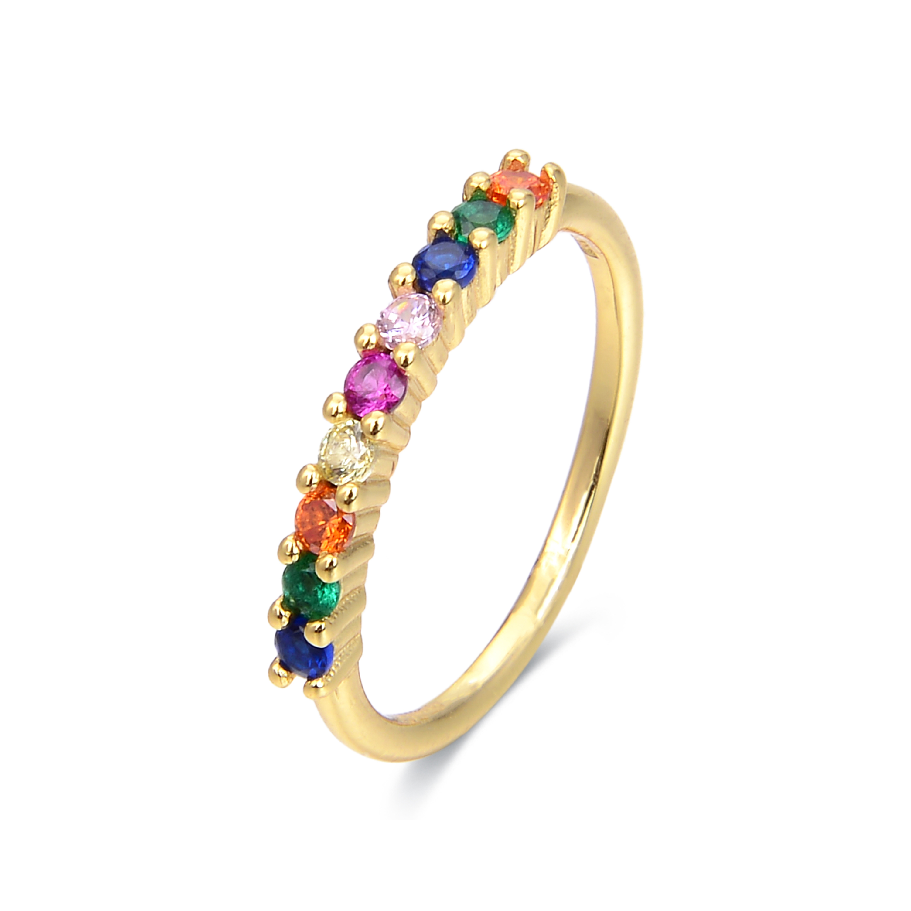 giloth-ring i 925 sterlingsilver och flerfärgade zirkoner med 18 karats gulguldplätering