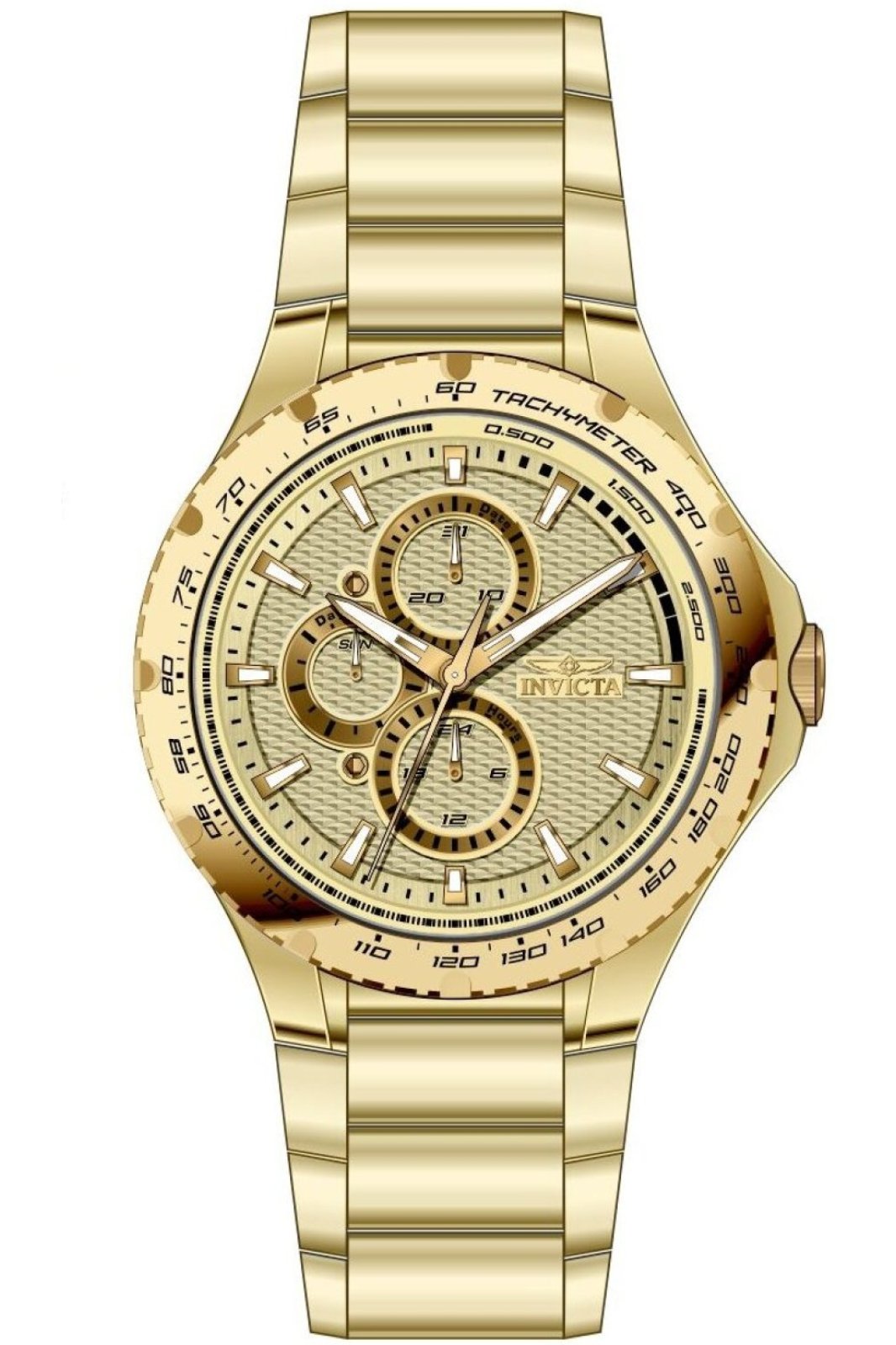 Invicta Aviator 50106 Herren Uhr - Quartz Bewegung - Edelstahl Mit Gold Zifferblatt - 44 Mm