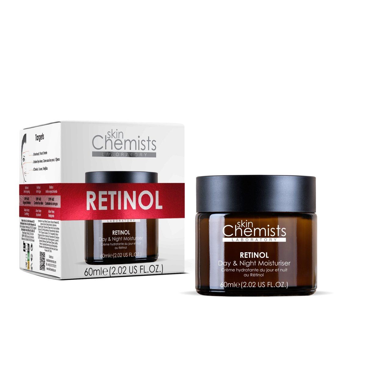 SkinChemists Unisex Anti-Ageing Retinol Night Moisturiser with SYN-AKE 60ml for Fine Lines, Wrinkles, Loss of Firmness - One Size