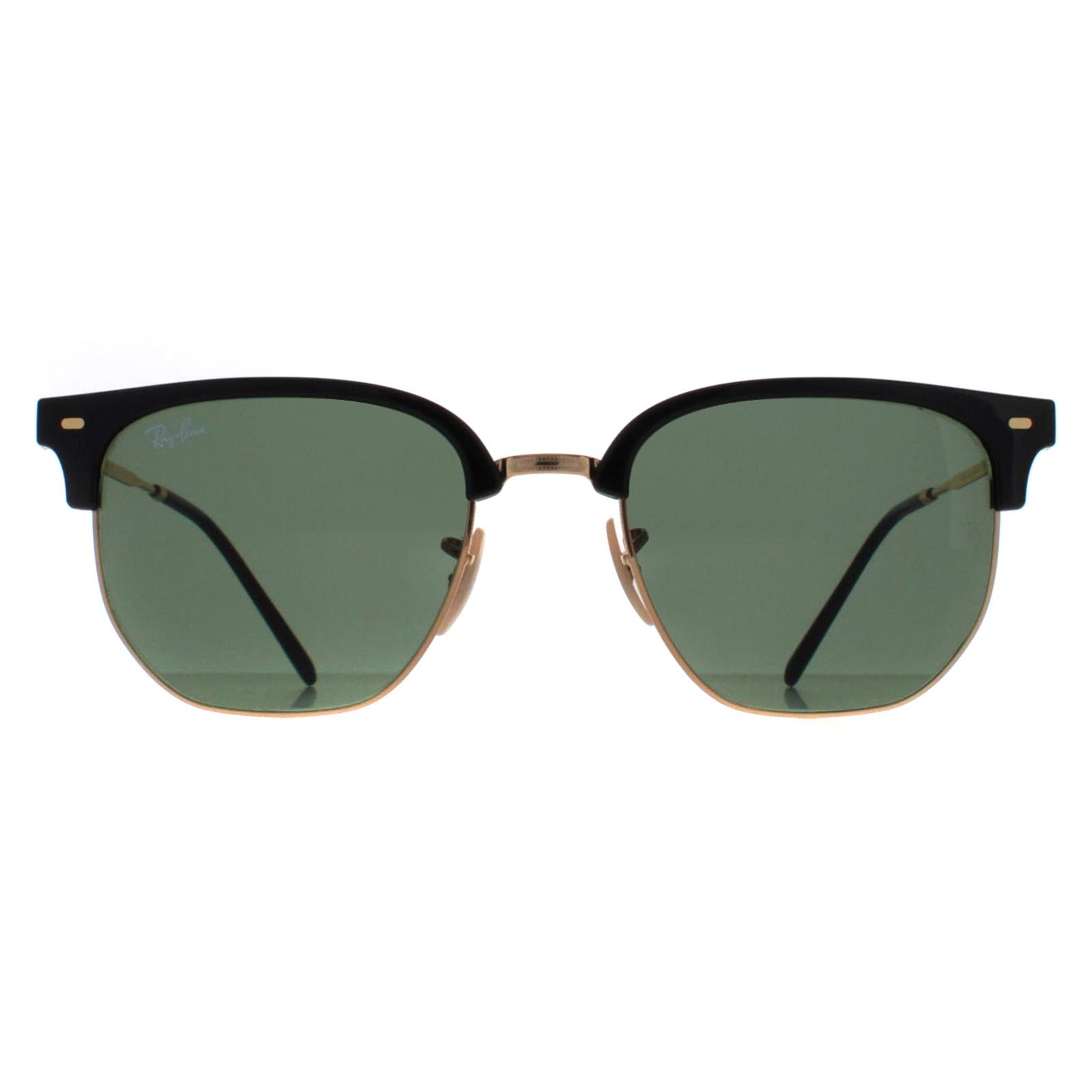 Thumbnail - Ray-Ban Square Unisex Schwarz auf Gold Grün RB4416 Neu Clubmaster