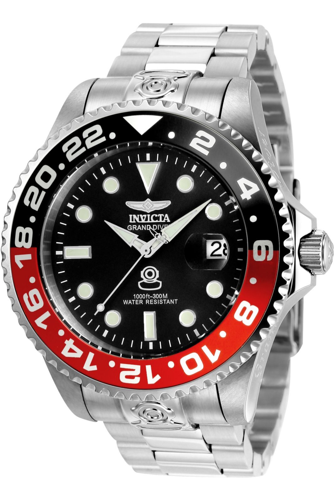Invicta Grand Diver 21867 Heren Horloge - Waterdicht - Analoog - Automatisch Uurwerk - Roestvrij Staal met zwarte Wijzerplaat - 47mm