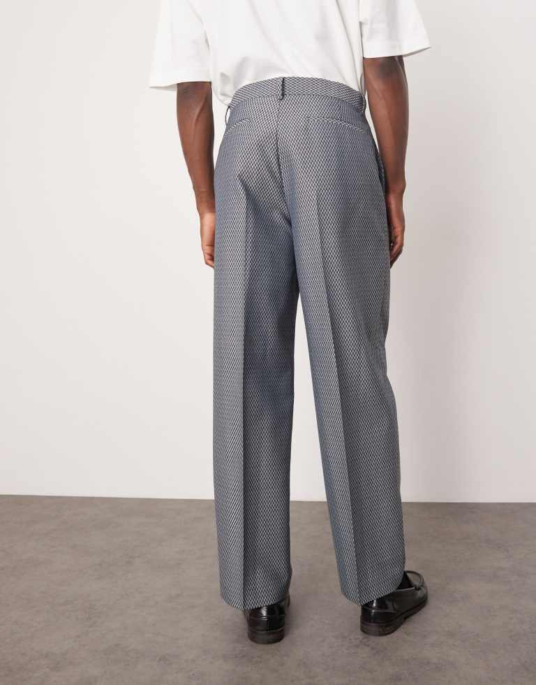 ASOS DESIGN vida kostymbyxor i grå rutig väv herr – bild 2