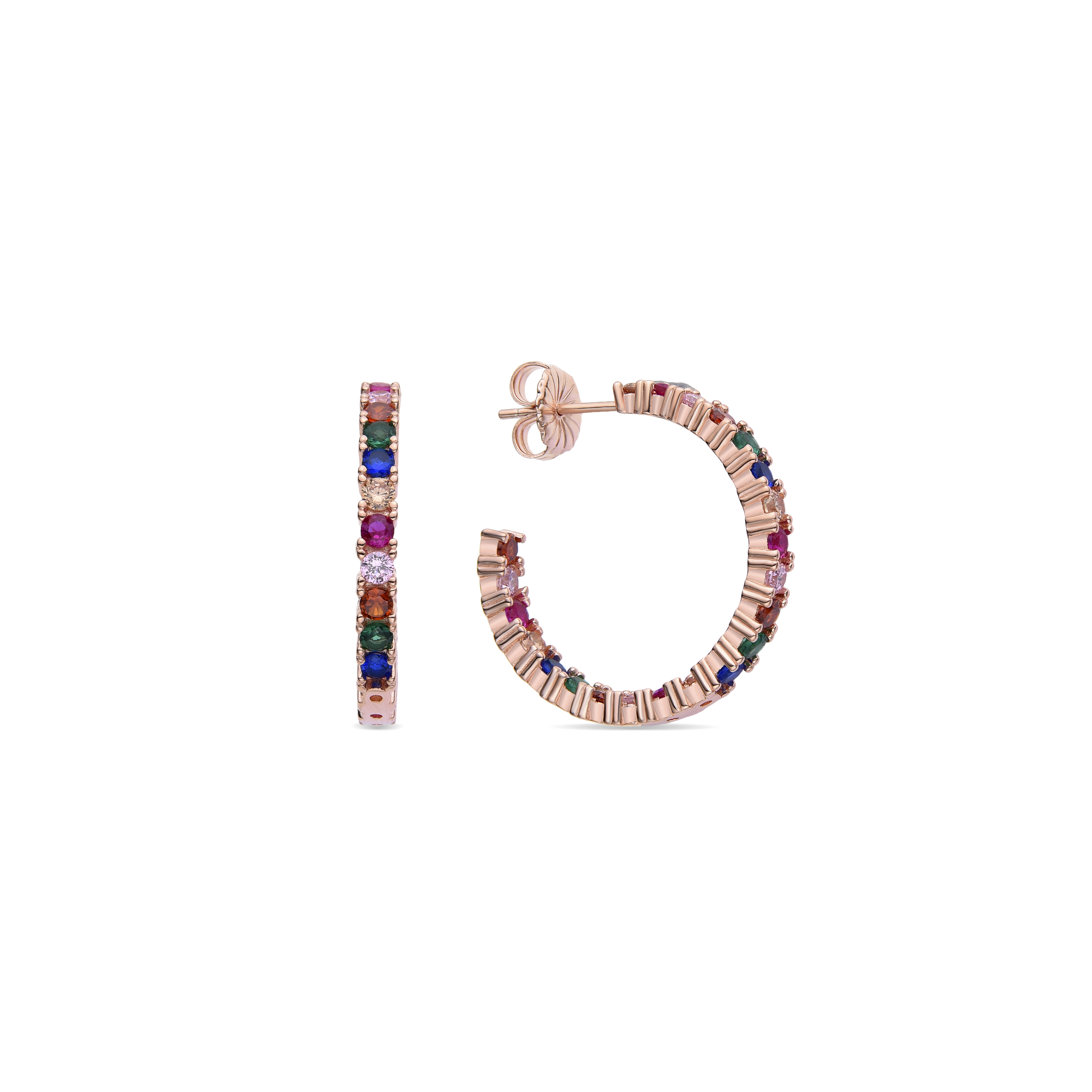 vyamba örhängen i 925 sterlingsilver och flerfärgade kubiska zirkoner med 18k roséguldfinish