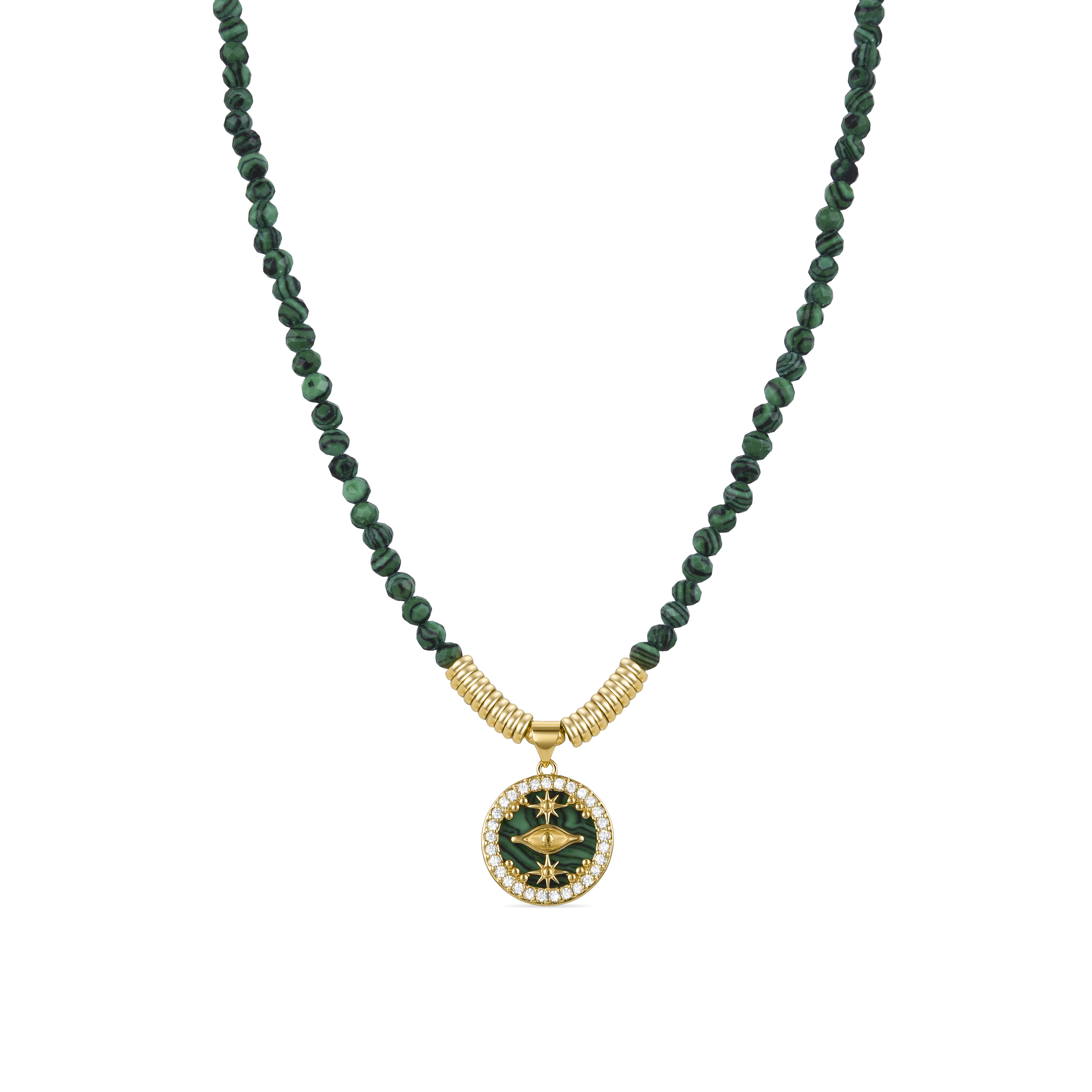 Luxenter Halskette aus 925er Sterlingsilber mit Malachit in 18K Gelbgold - Locare