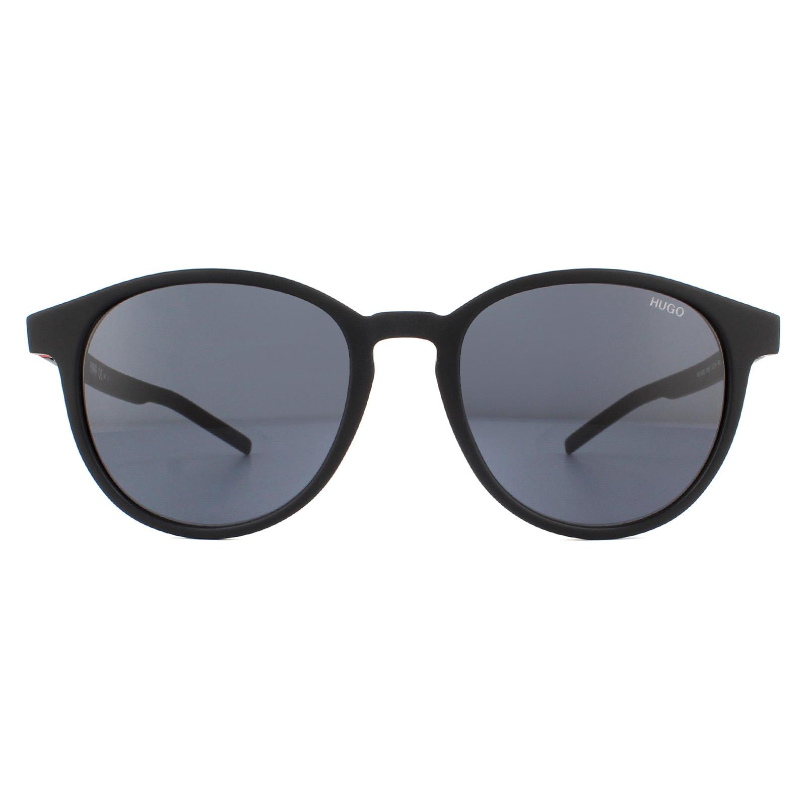 Thumbnail - Hugo by Hugo Boss Runde Mens Matte Schwarz Grau Sonnenbrille