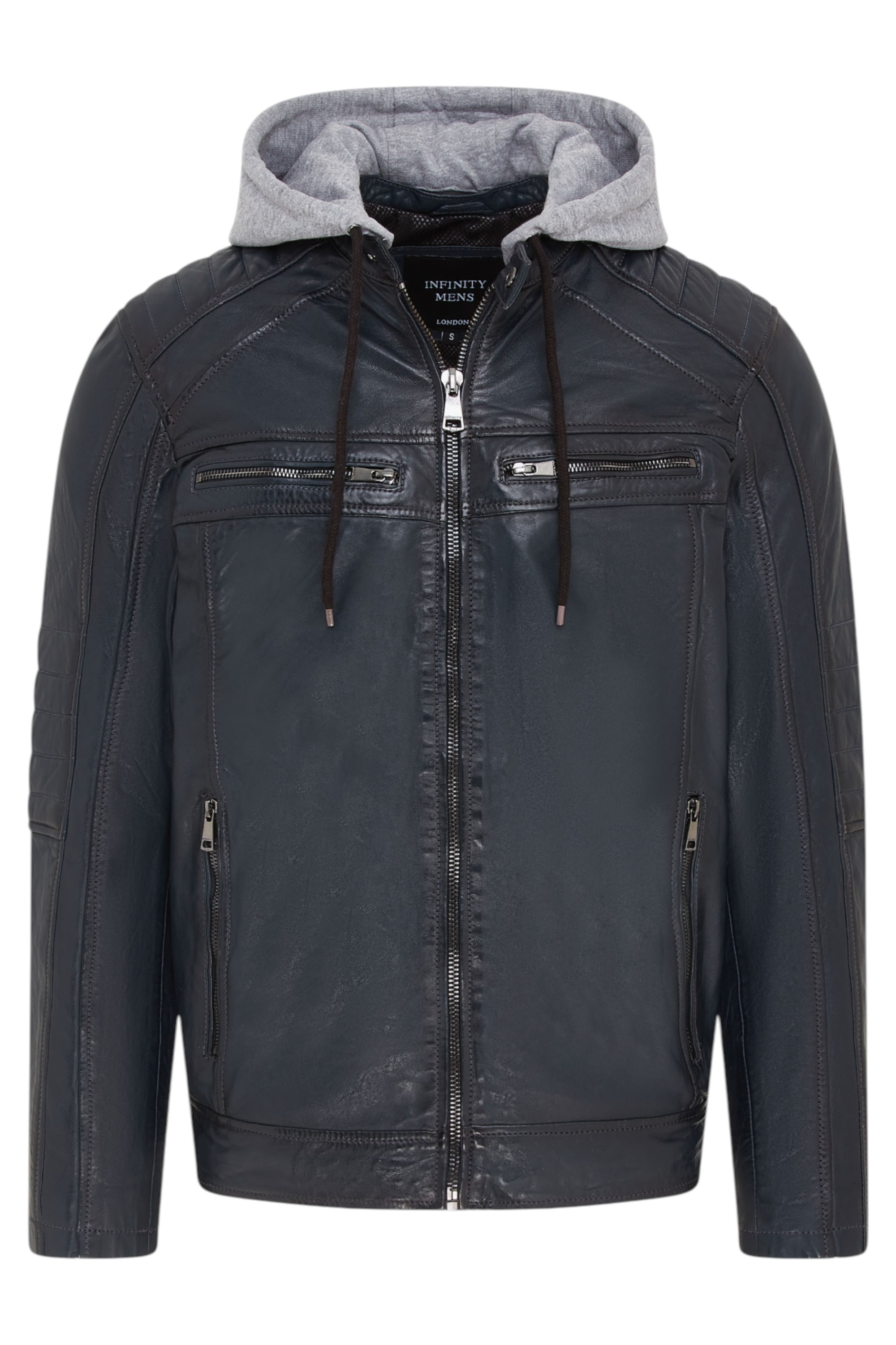 Infinity Leather Herr Blå Huvad Biker Lammskinnjacka Kingston – bild 2