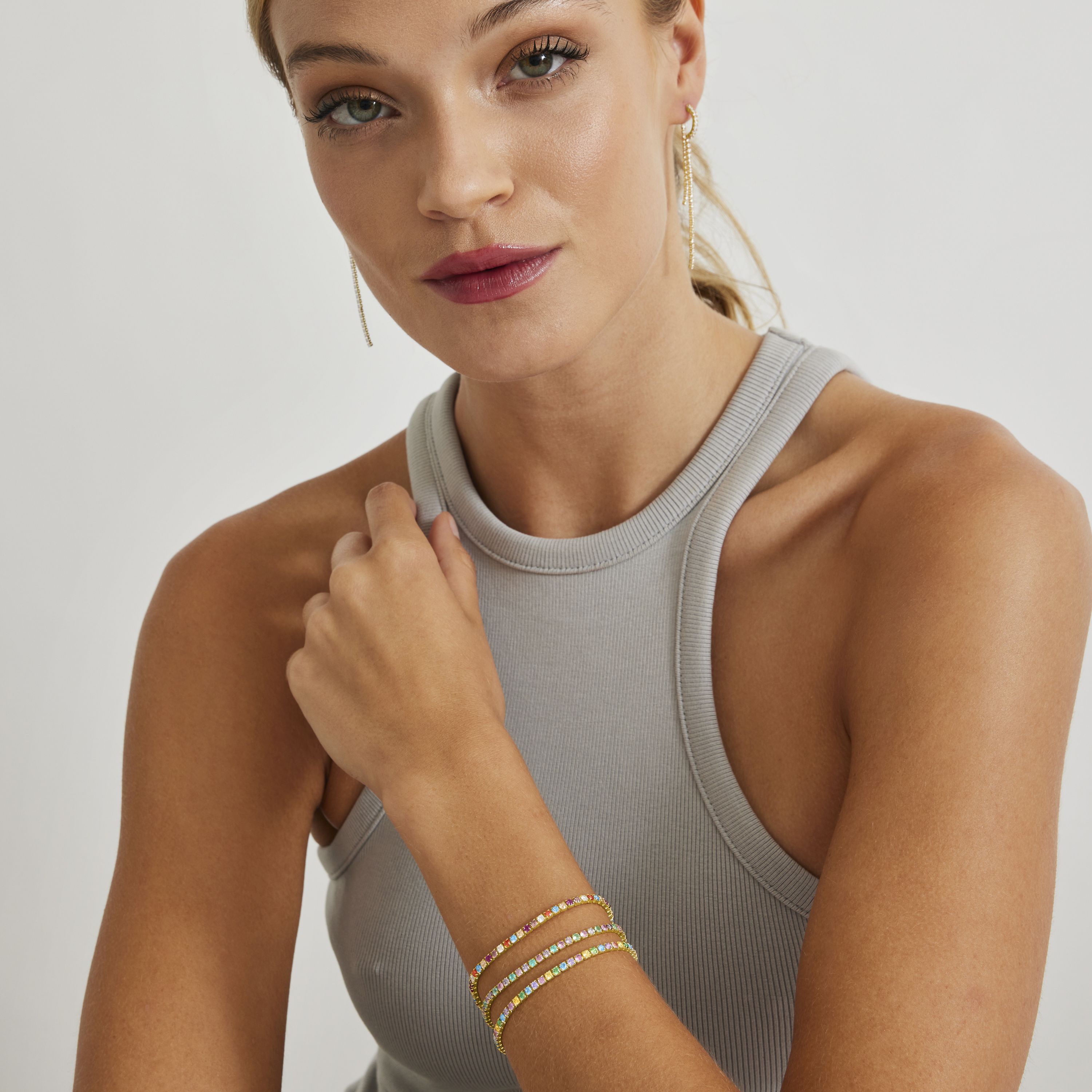 Luxenter 925 sterling silverarmband med flerfärgade zirkoner i 18K gult guld Tahu dam – bild 2