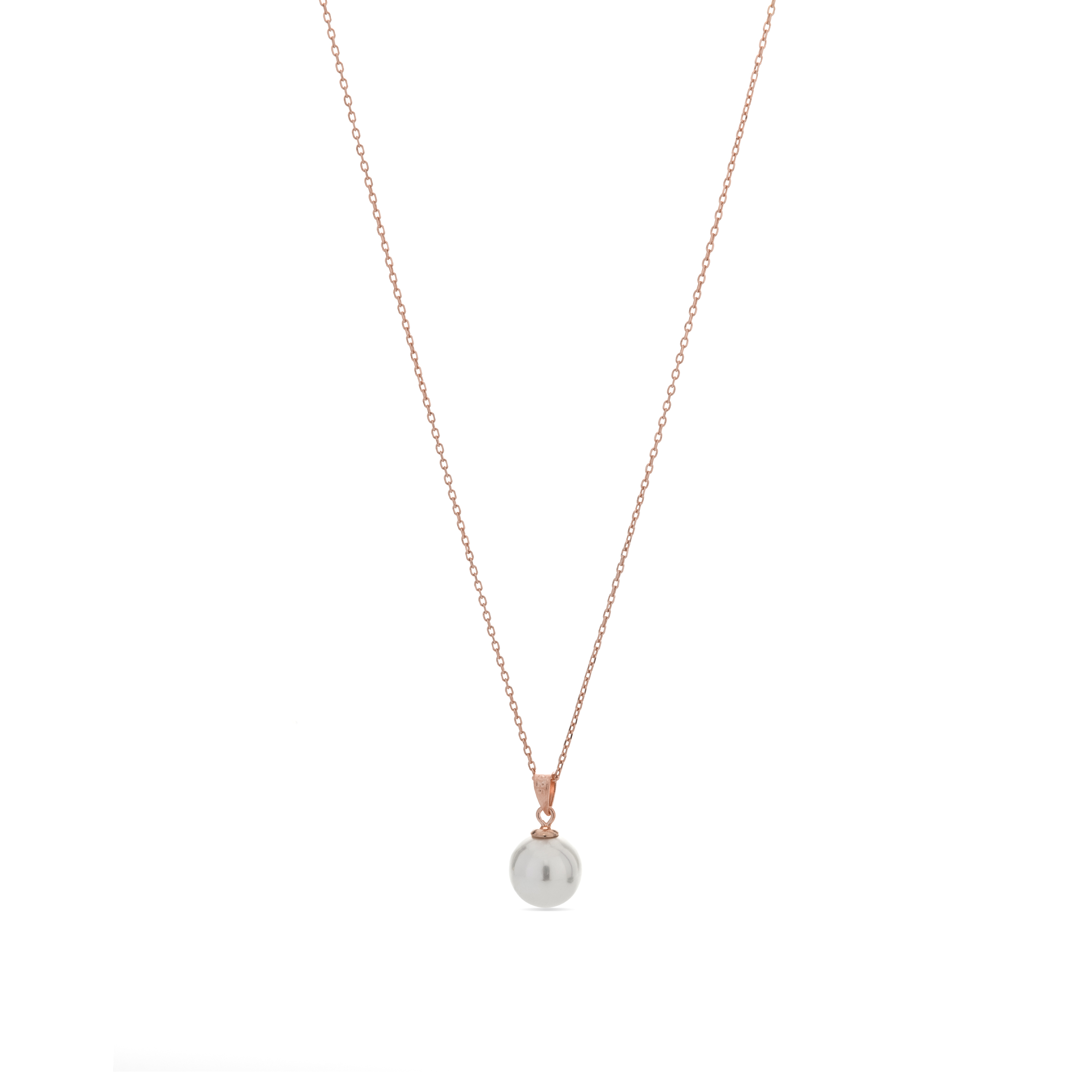 Luxenter geel-halsband av 925 sterlingsilver och vit pärla med 18K roséguldpläterad yta