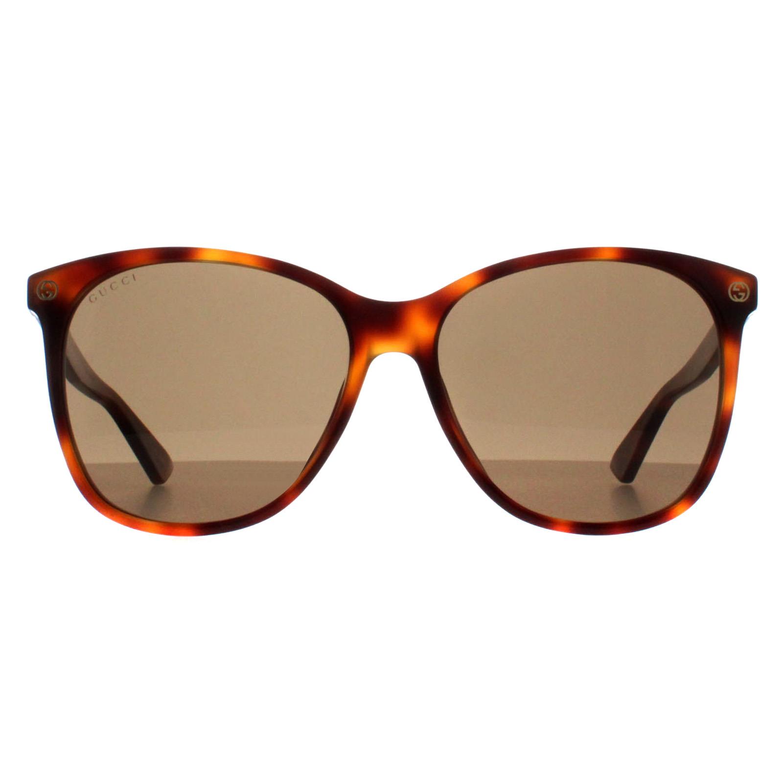 Thumbnail - Gucci Runde Damen Sonnenbrille Havanna Braun