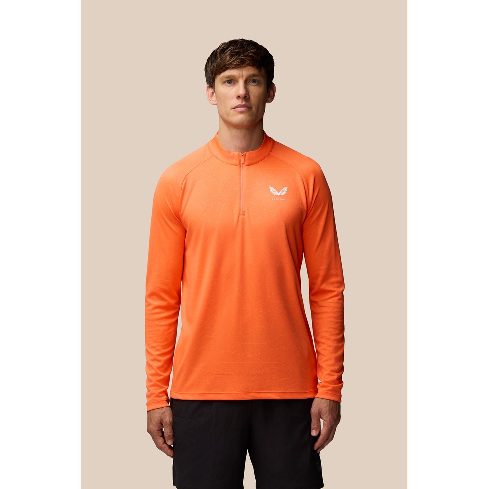 Adapt Träning 1/4 Zip Topp Polyester Herr Orange Aktivkläder T-shirts 2