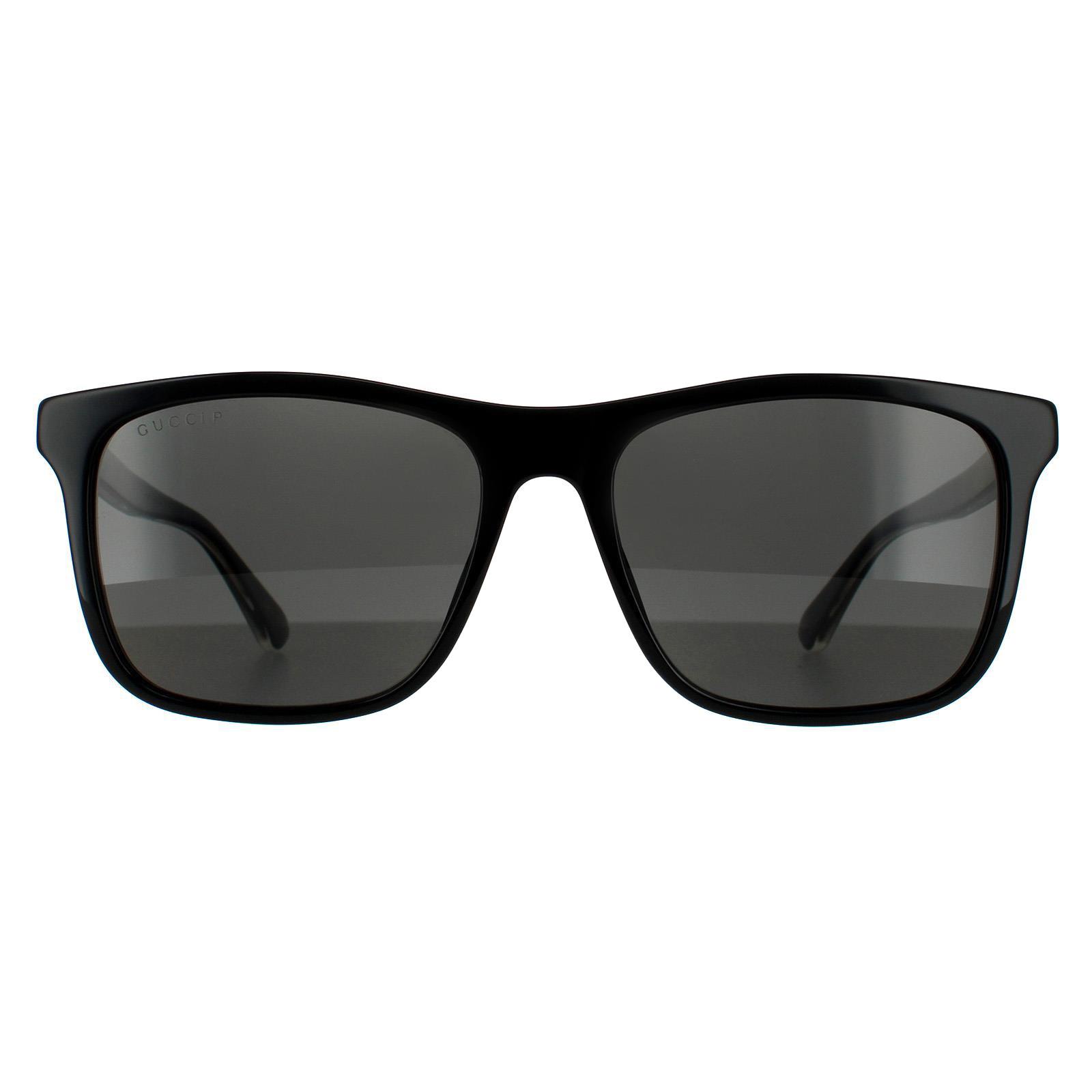 Gucci Rectangle Mens Black Grey Polarized Sonnenbrille
