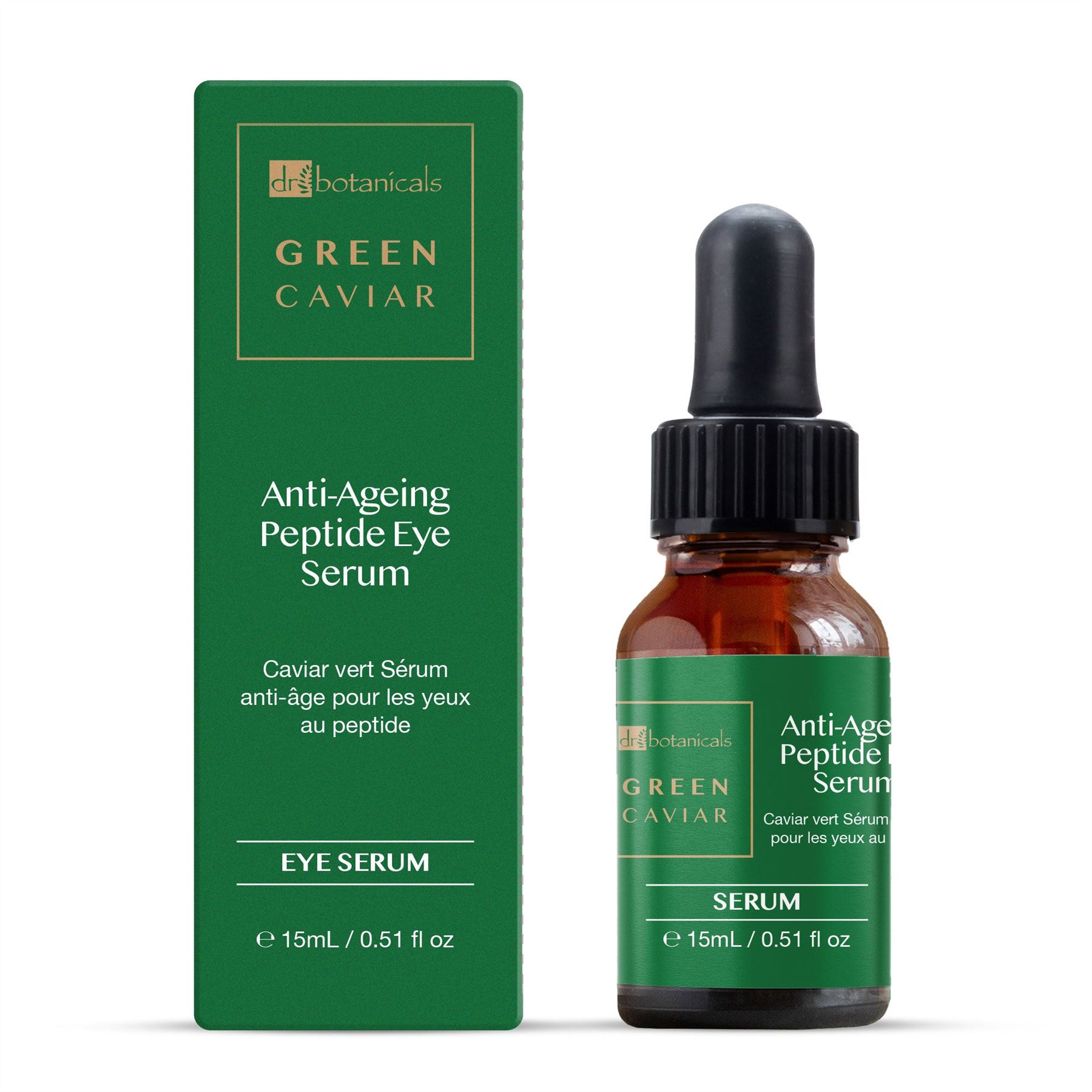 Dr. Botanicals Unisex Green Caviar Anti-Ageing Peptide Eye Serum 15ml for Loss of Firmness, Fine Lines, Wrinkles - One Size