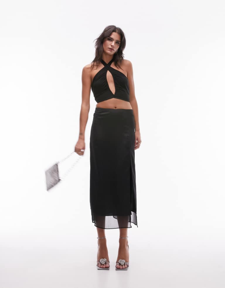 TOPSHOP rynkad topp med utskurna detaljer dam – bild 2