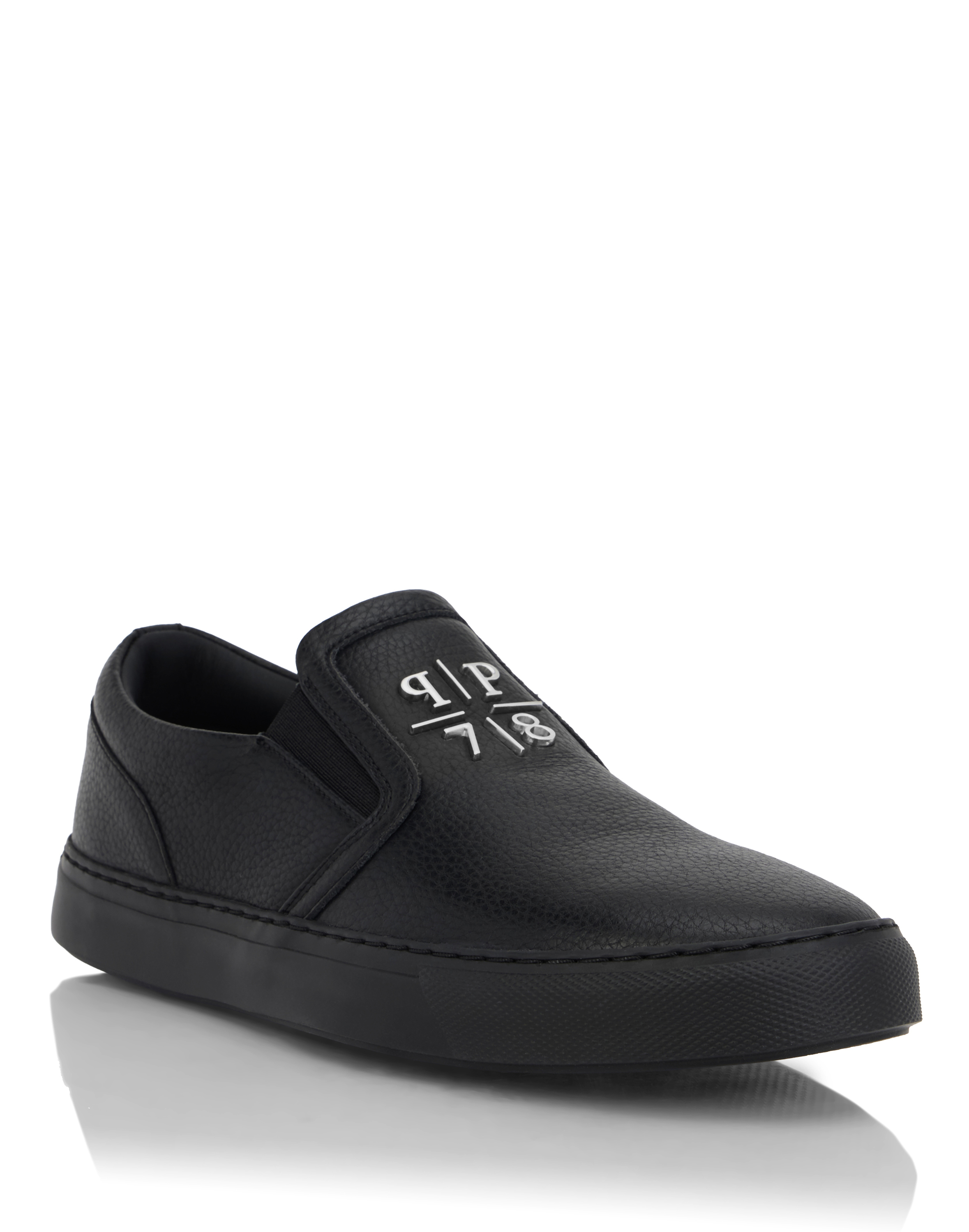 Slip-On i läder med hjortmönster