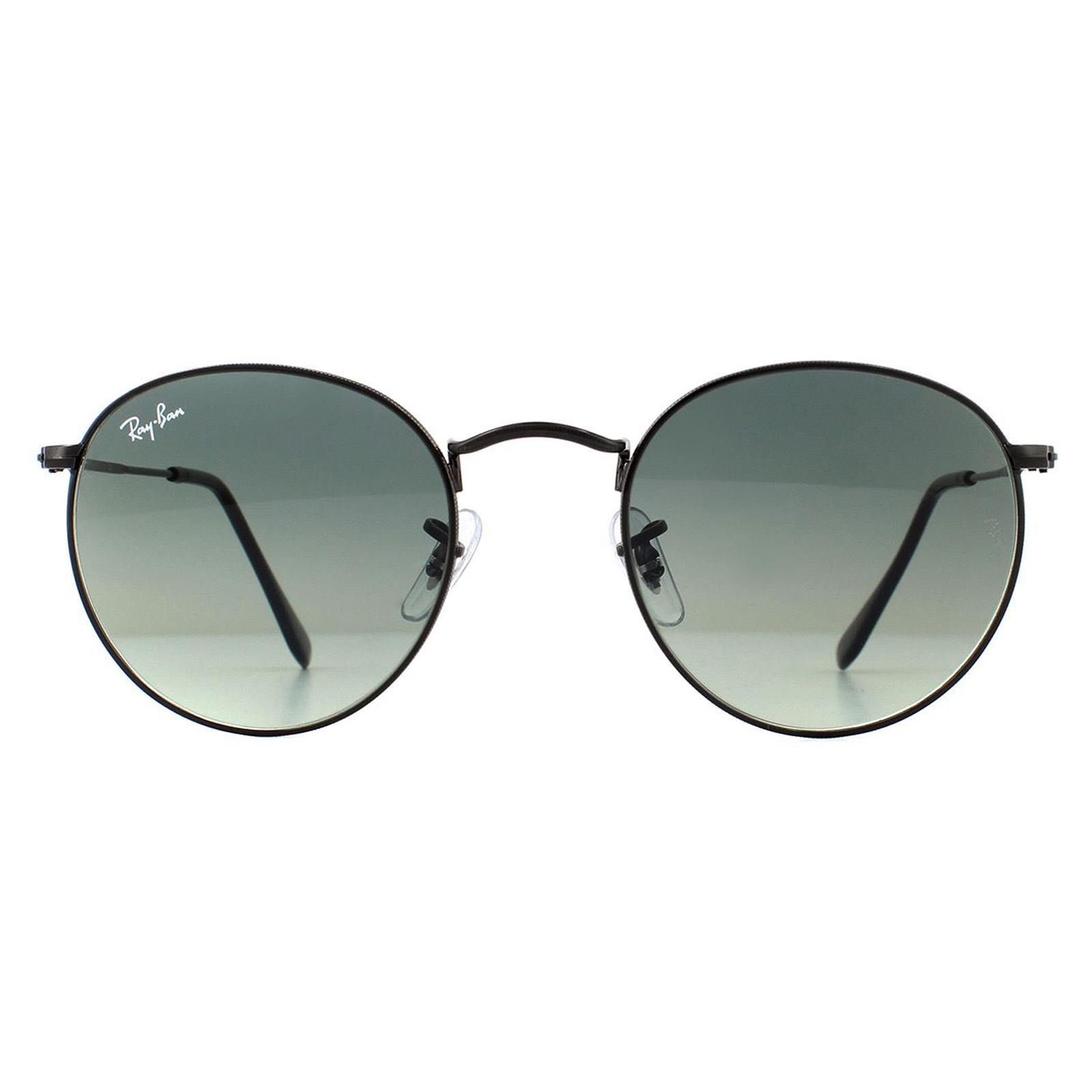Thumbnail - Ray-Ban Sonnenbrille Runde flache Gläser 3447N 002/71 Schwarz Grau Gradient 50mm