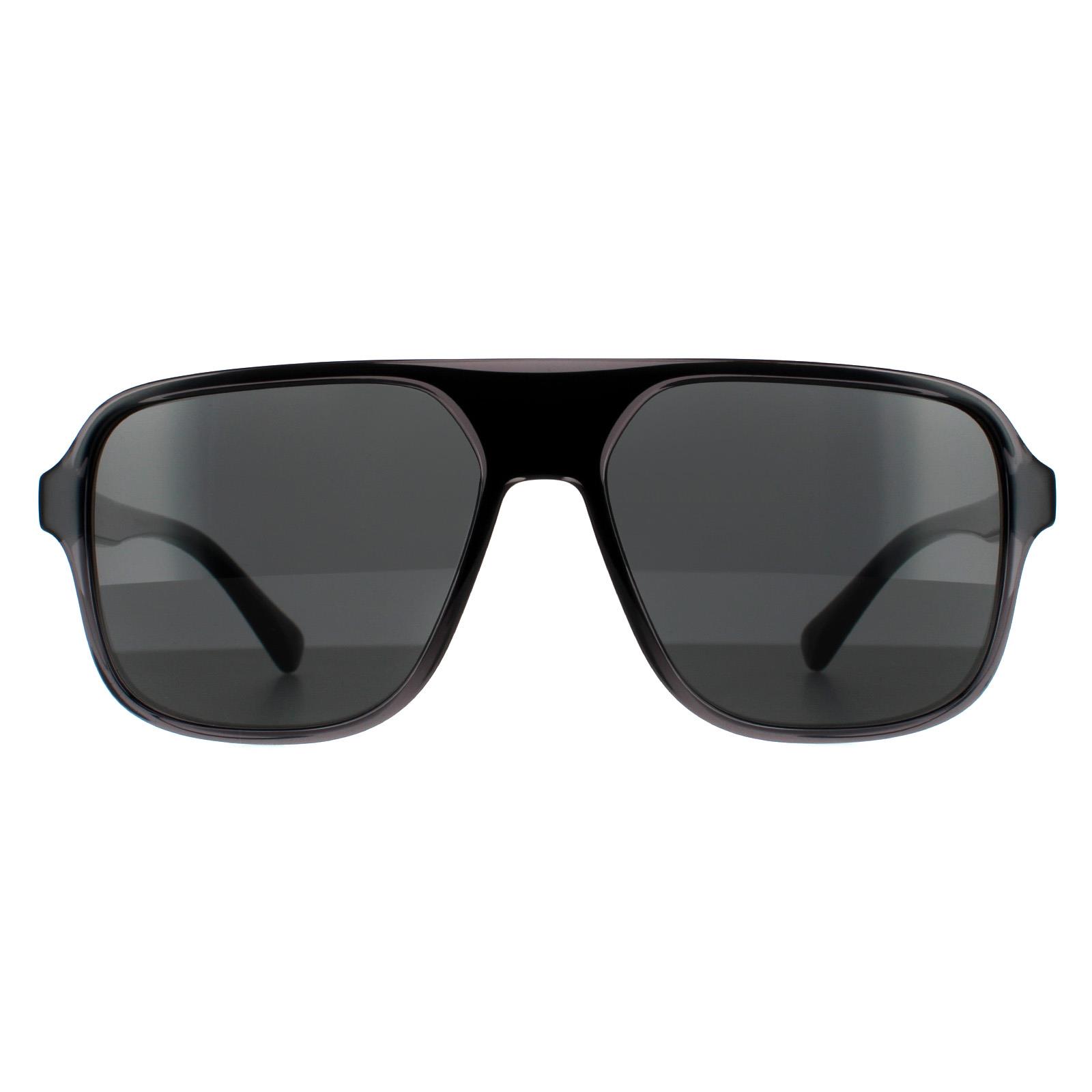 Thumbnail - Dolce & Gabbana Quadratische Herren Sonnenbrille Transparent Grau und Schwarz Dunkelgrau
