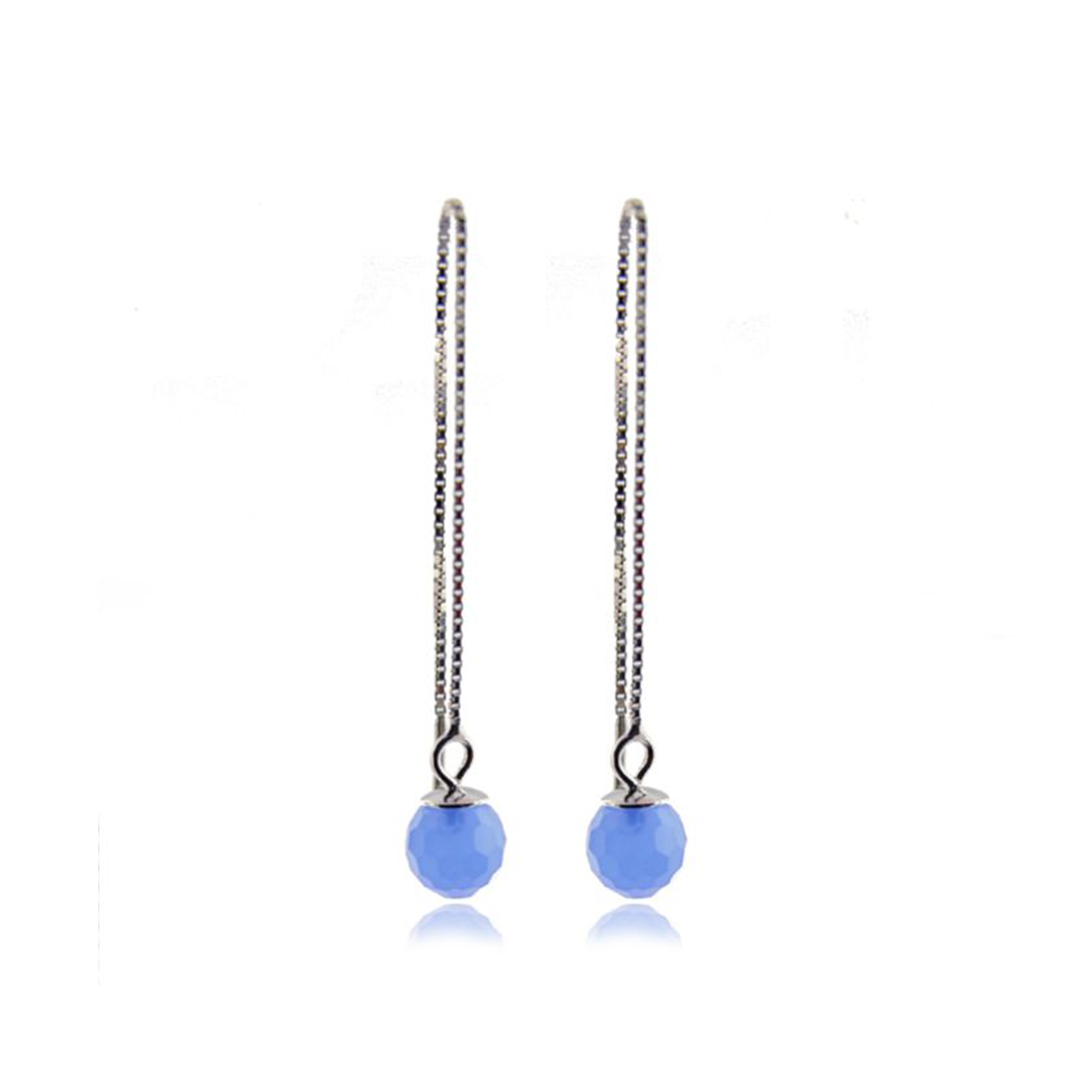 yedia örhängen i 925 sterling silver och akvamarinblå hydrotermisk kvarts rodiumpläterad finish