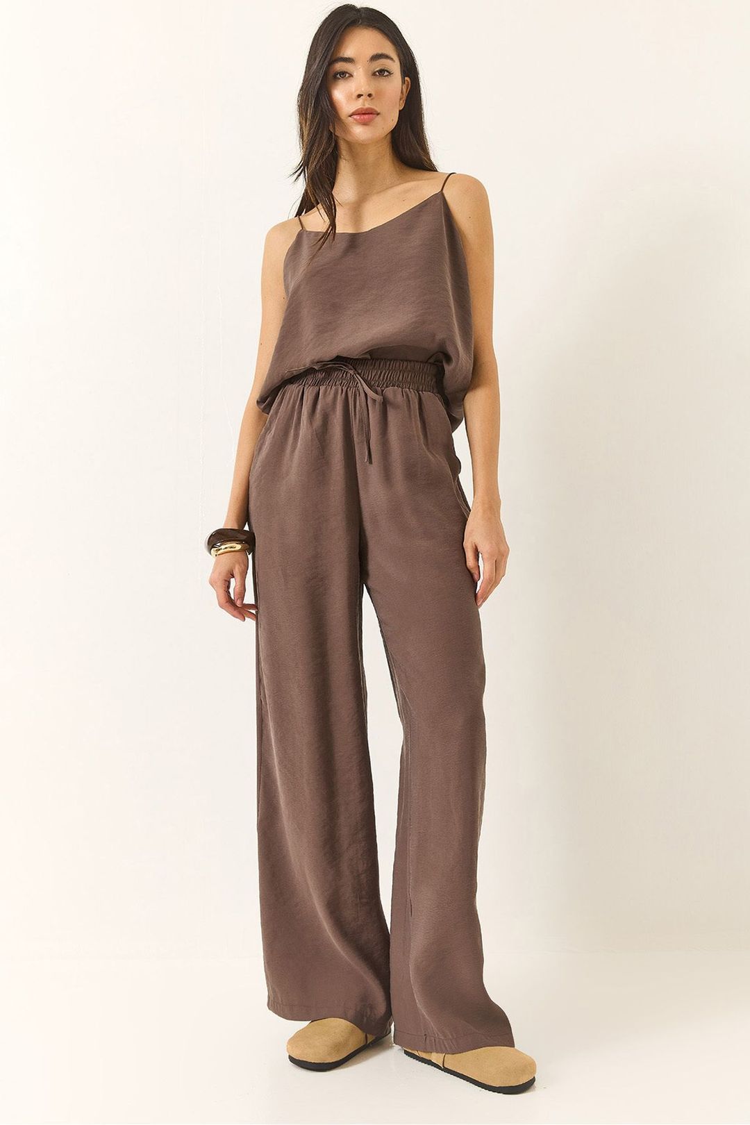 Utan ärm Camisole och Vida Byxor Koord Set