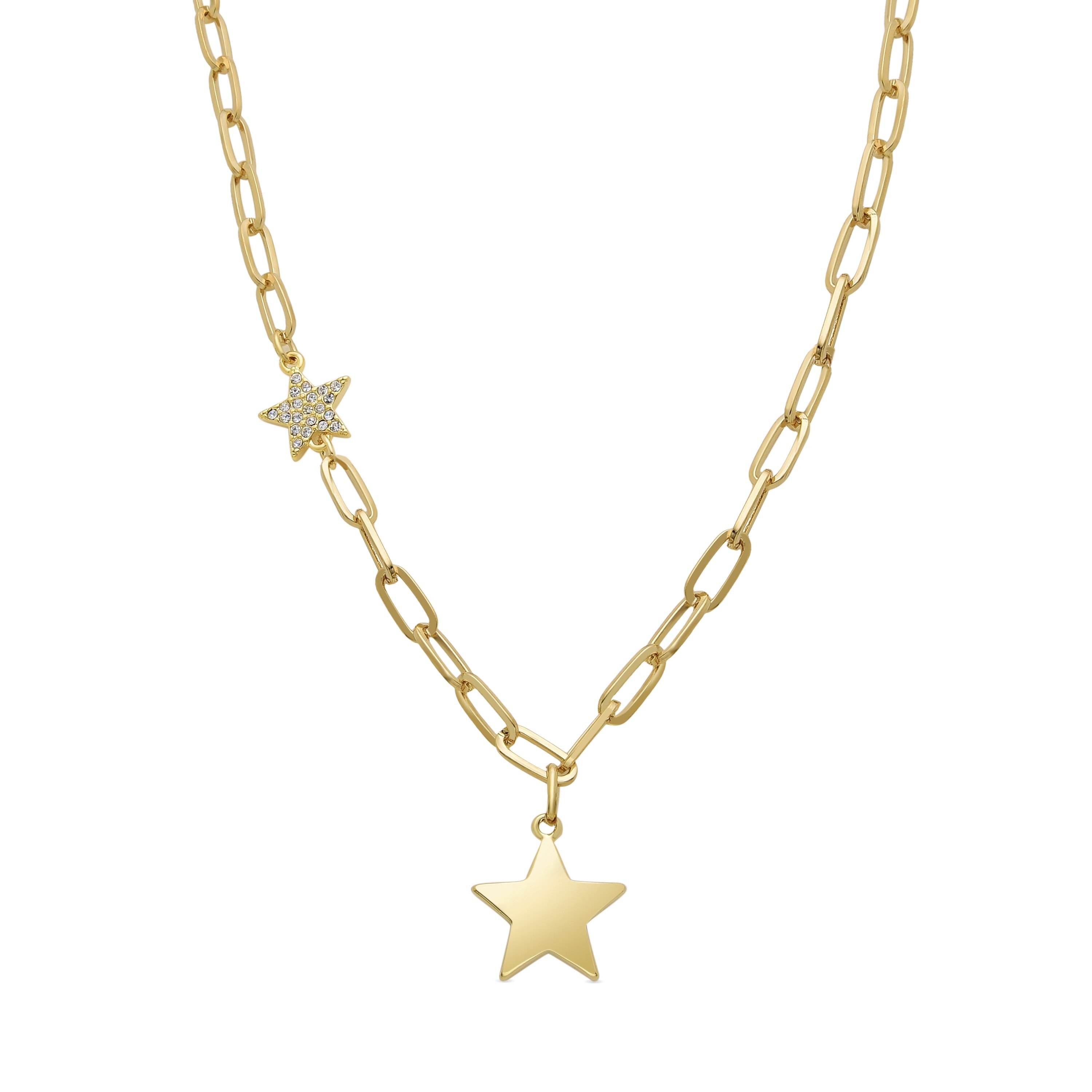 Star-halsband tillverkat av glänsande zirkonia, 18k gul guldfinish