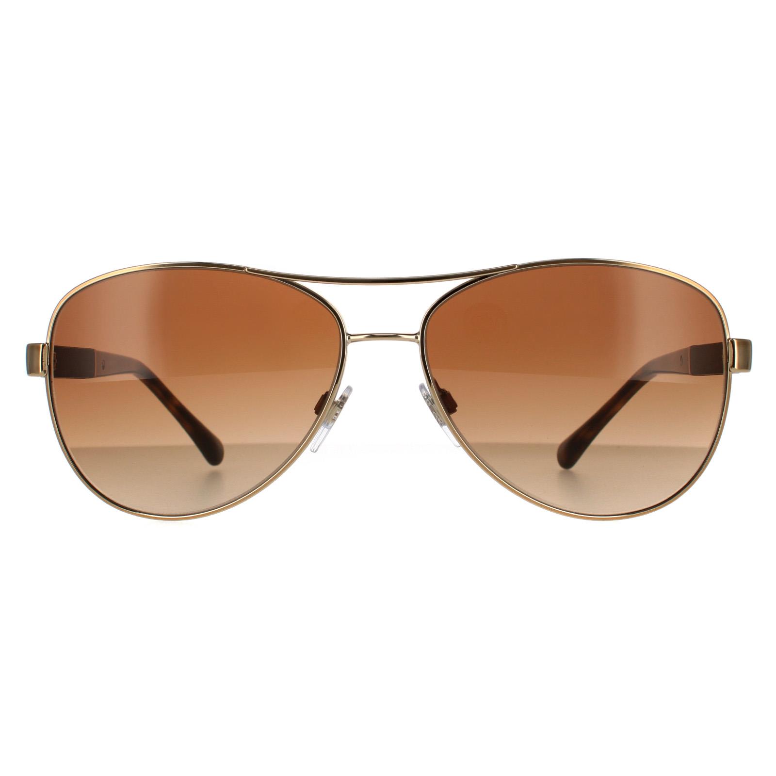 Burberry Aviator Womens Gold Brown Gradient Sunglasses Metal – One Size