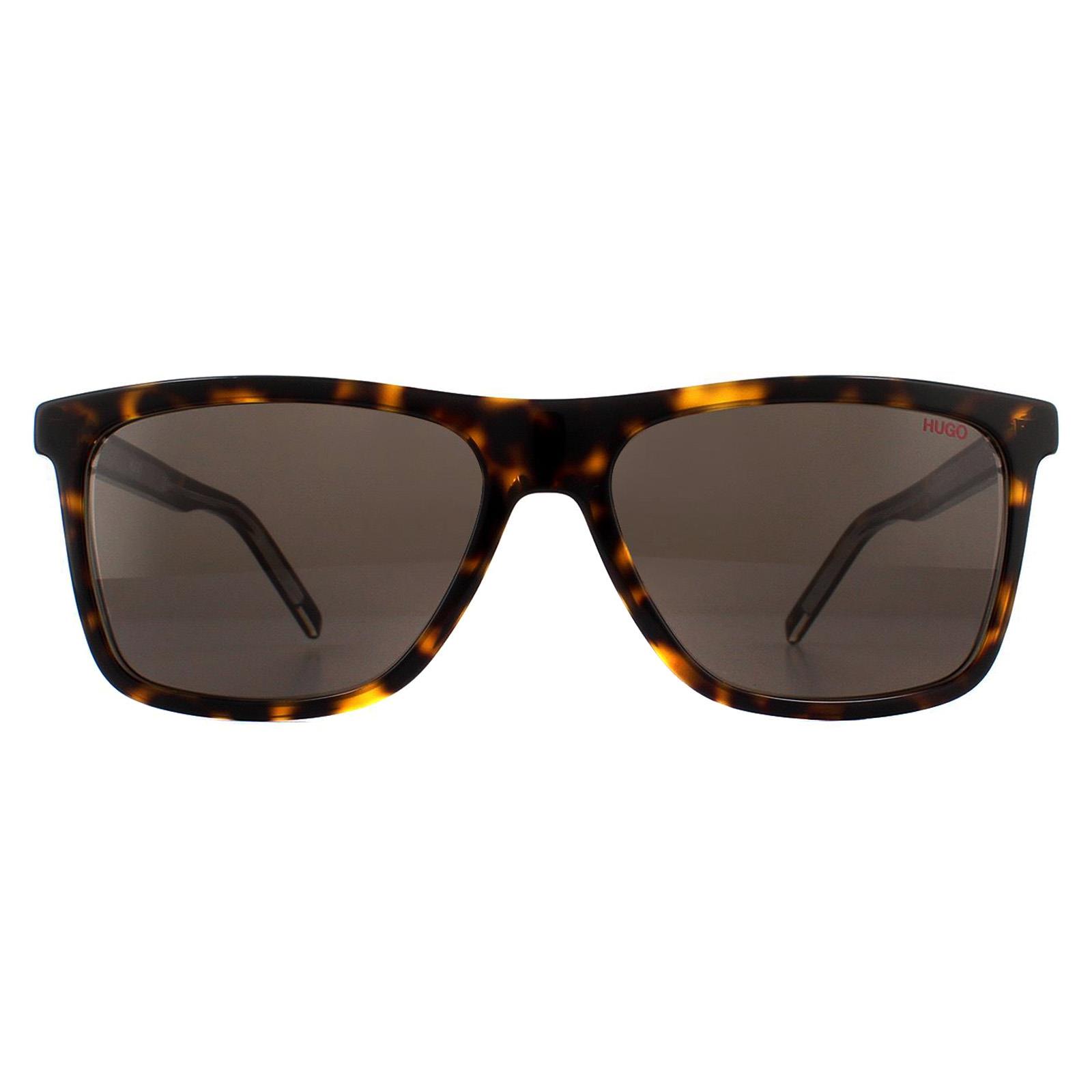 Thumbnail - Hugo by Hugo Boss Rectangle Mens Havanna Crystal Brown Sonnenbrillen