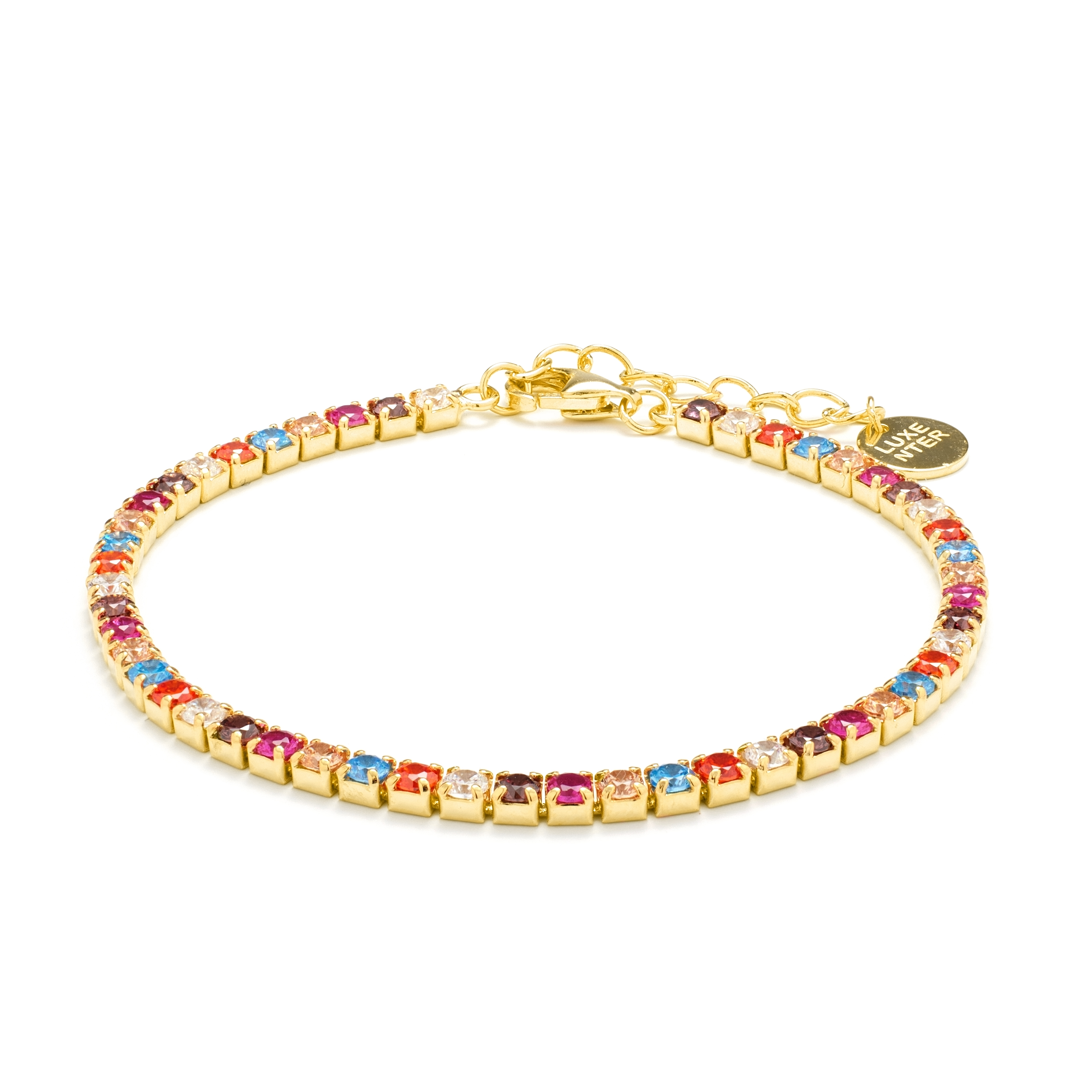 925 sterling silverarmband med flerfärgade zirkoner i 18K gult guld Tahu