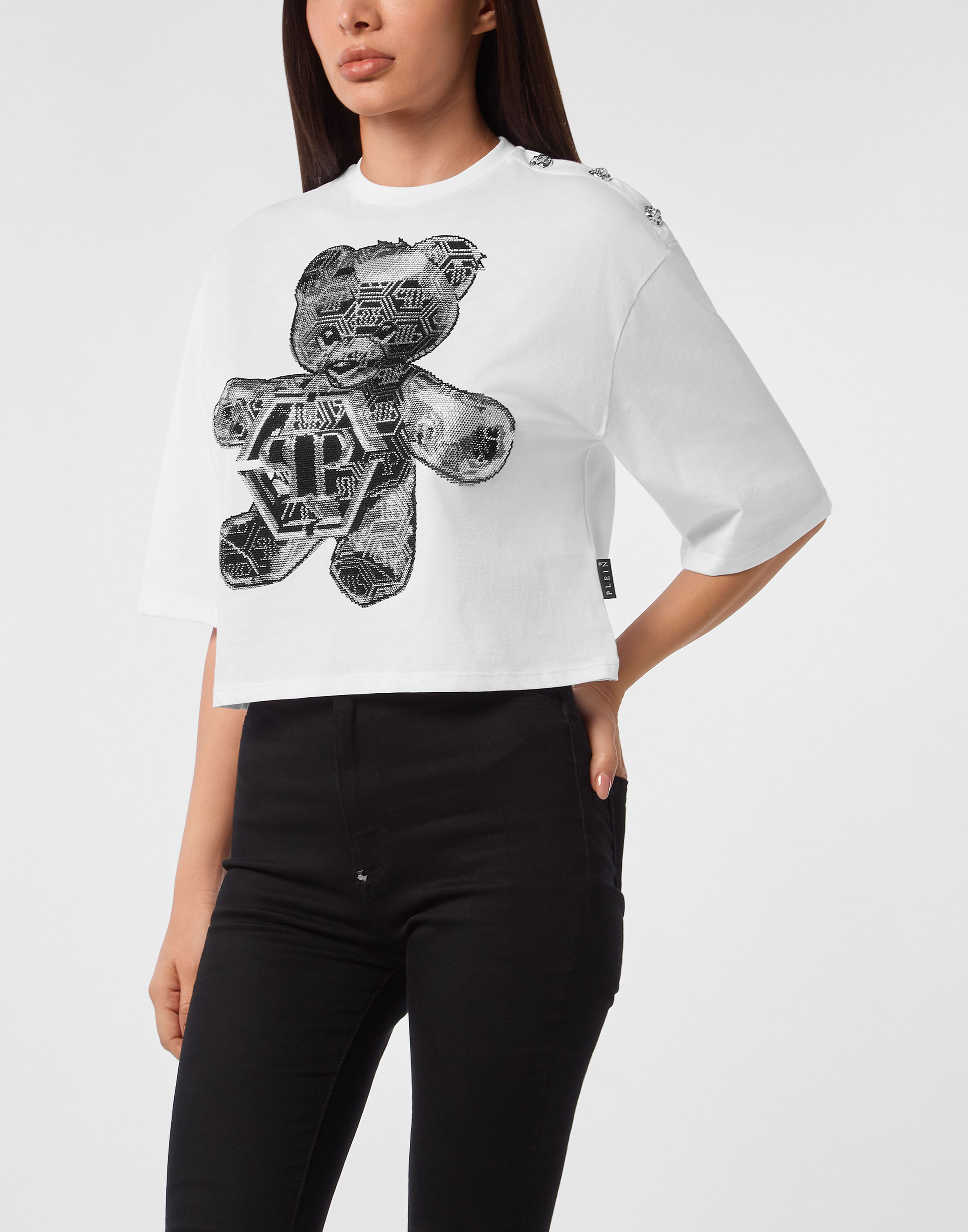Philipp Plein T-shirt med rund hals och teddymönster dam – bild 2